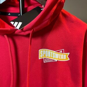 Adidas Bold Red Hoodie with Sportswear Logo NWT